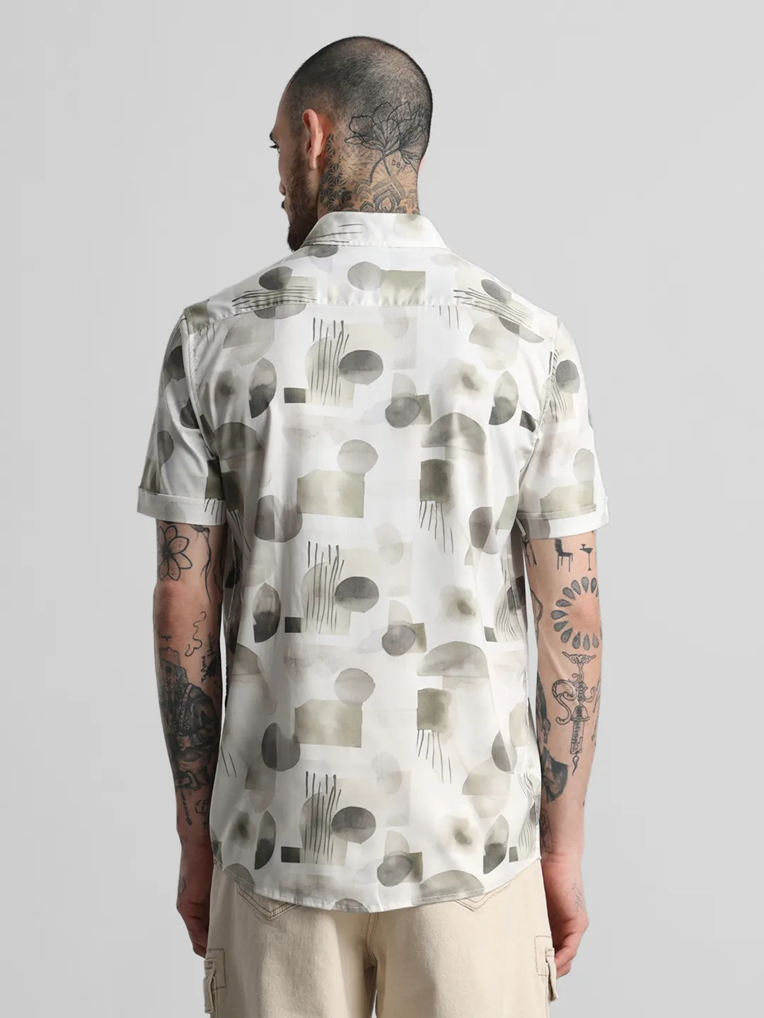 White Olive Printed Shirt - Image 4