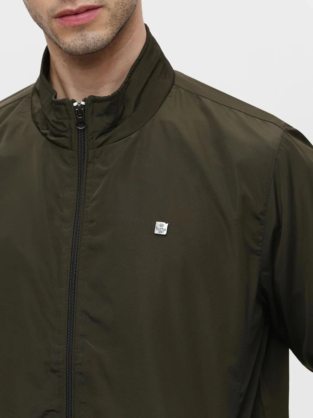 Olive Solid Full Sleeves Jacket - Image 2