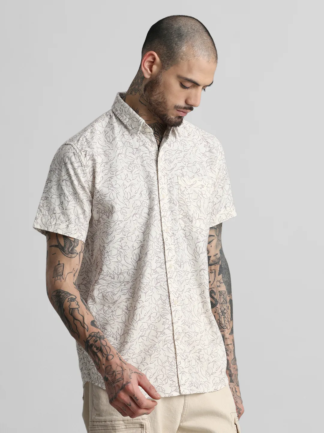 Beige Printed Shirt - Image 5
