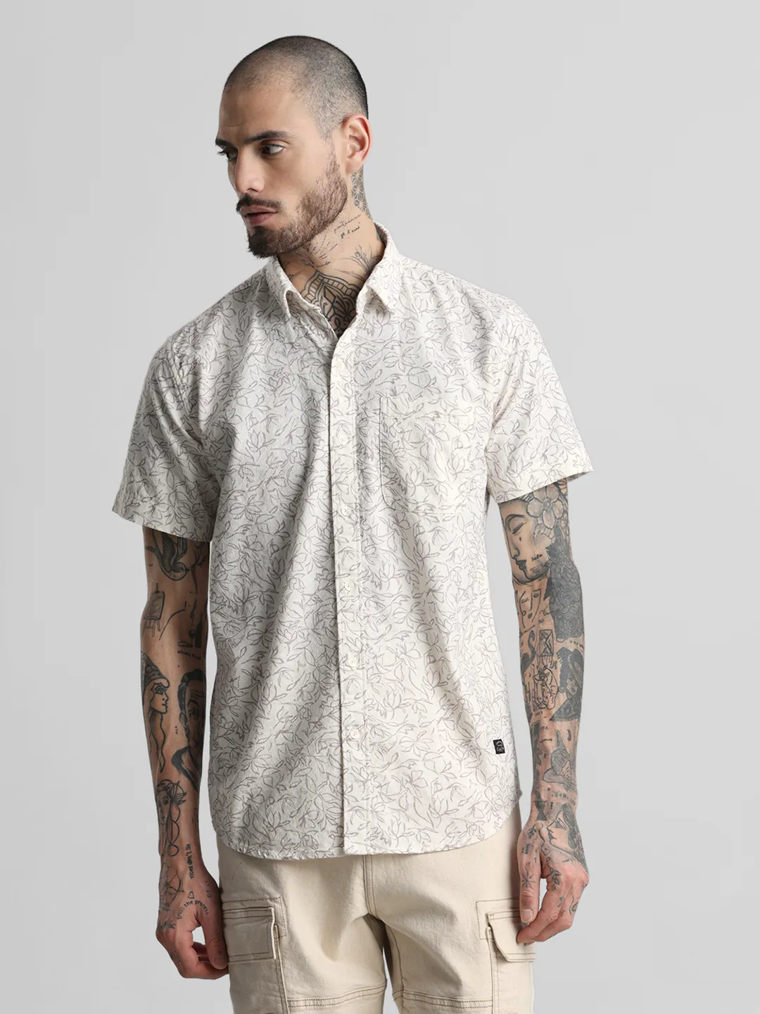 Beige Printed Shirt - Image 6
