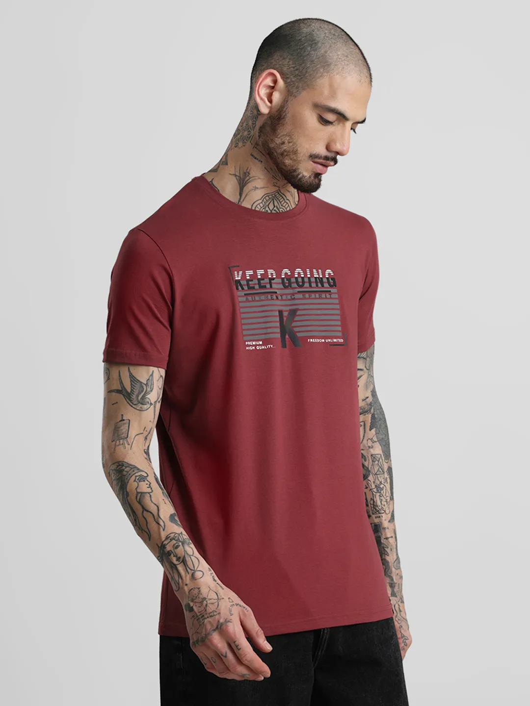 Red Printed Crew T-Shirt - Image 7