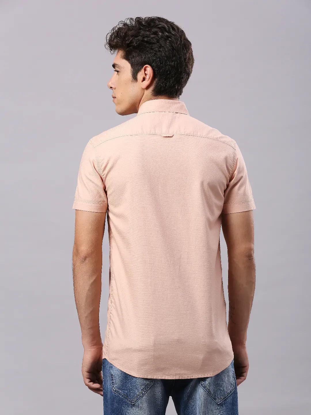 Peach Dobby Solid Shirt - Image 5
