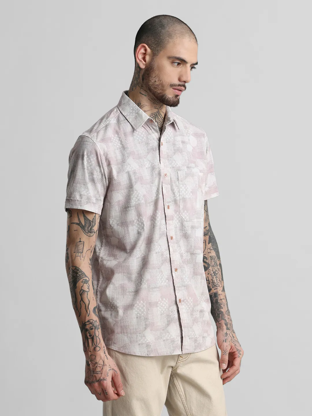 Peach Printed Shirt - Image 4