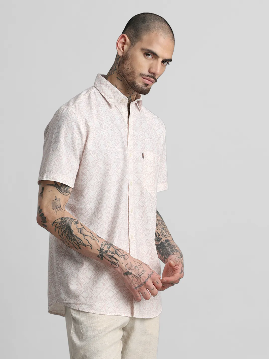 Peach Printed Shirt - Image 6