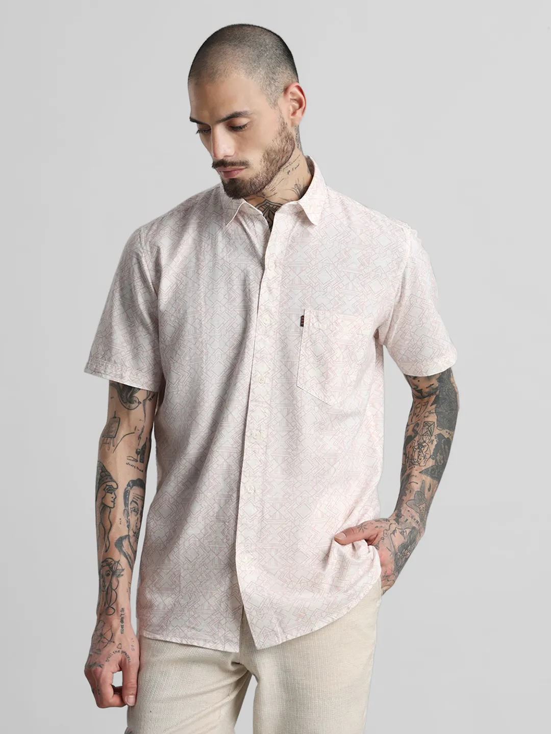 Peach Printed Shirt - Image 8
