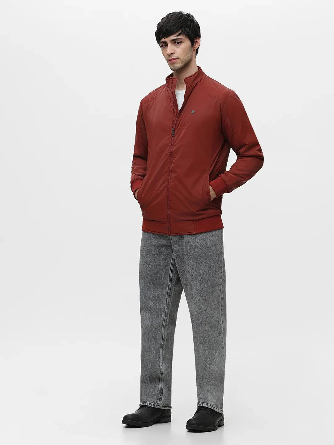 Rust Solid Zipper Jacket - Image 6