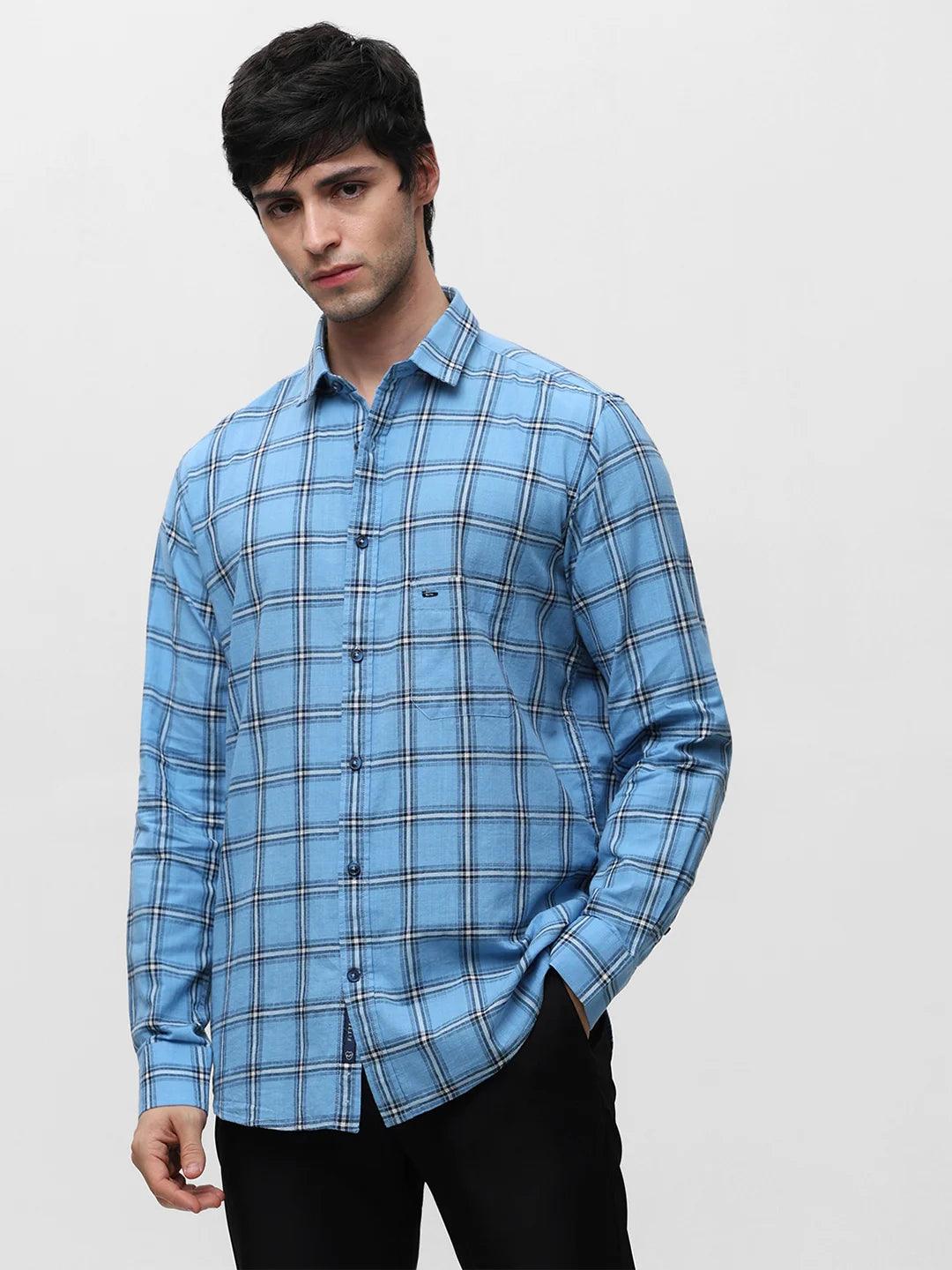 Sky Blue Checkered Shirt - Image 3