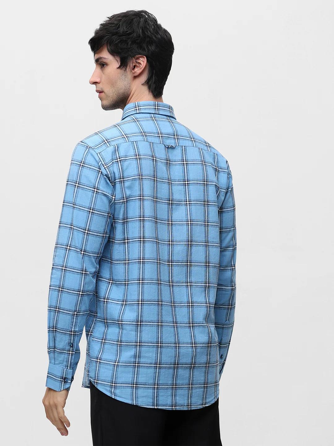 Sky Blue Checkered Shirt - Image 4