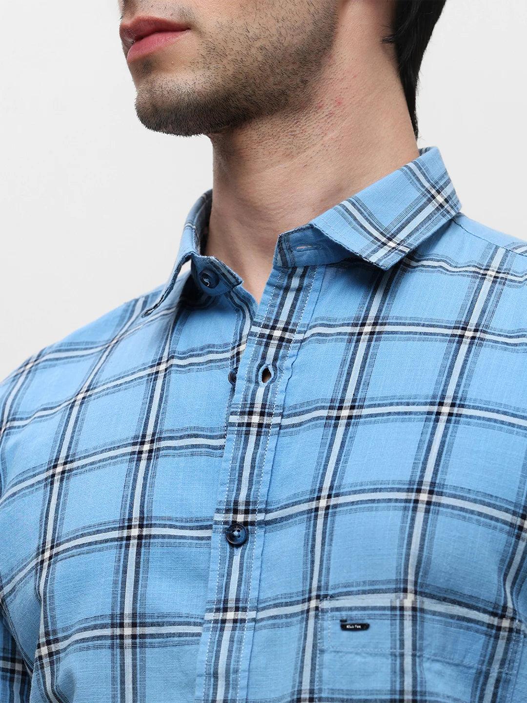 Sky Blue Checkered Shirt - Image 5
