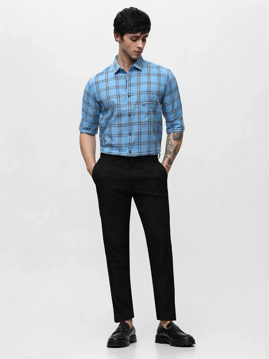 Sky Blue Checkered Shirt - Image 6
