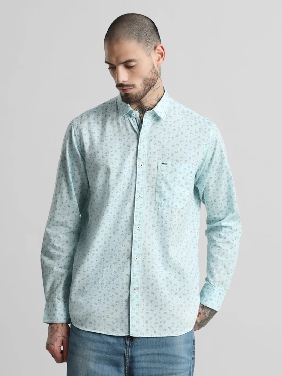 Sky Blue Printed Shirt - Image 3