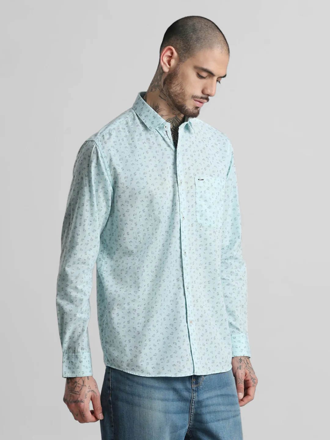 Sky Blue Printed Shirt - Image 4