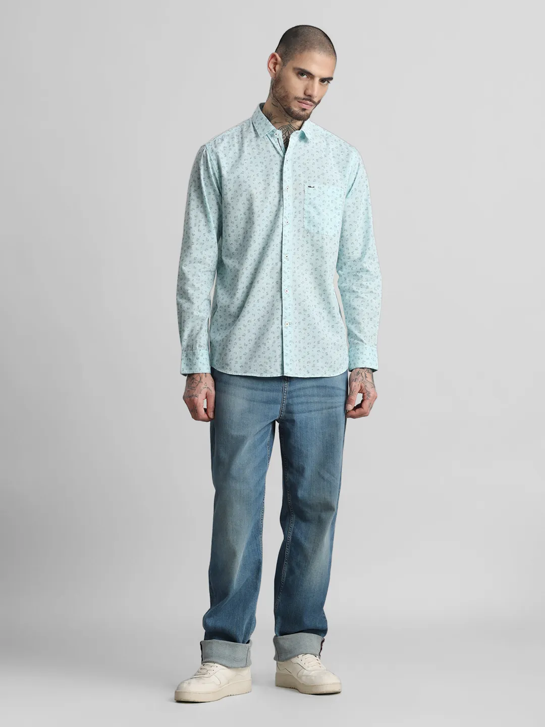 Sky Blue Printed Shirt - Image 5