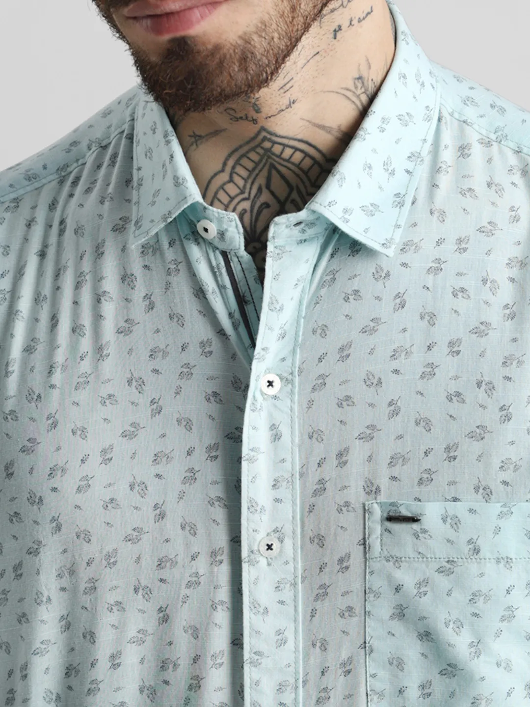 Sky Blue Printed Shirt - Image 7