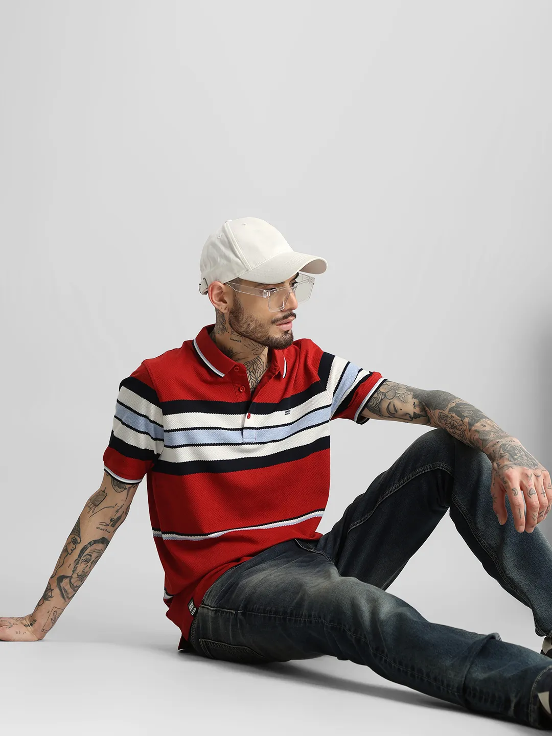 Premium Red Striped Polo T-Shirt - Image 3