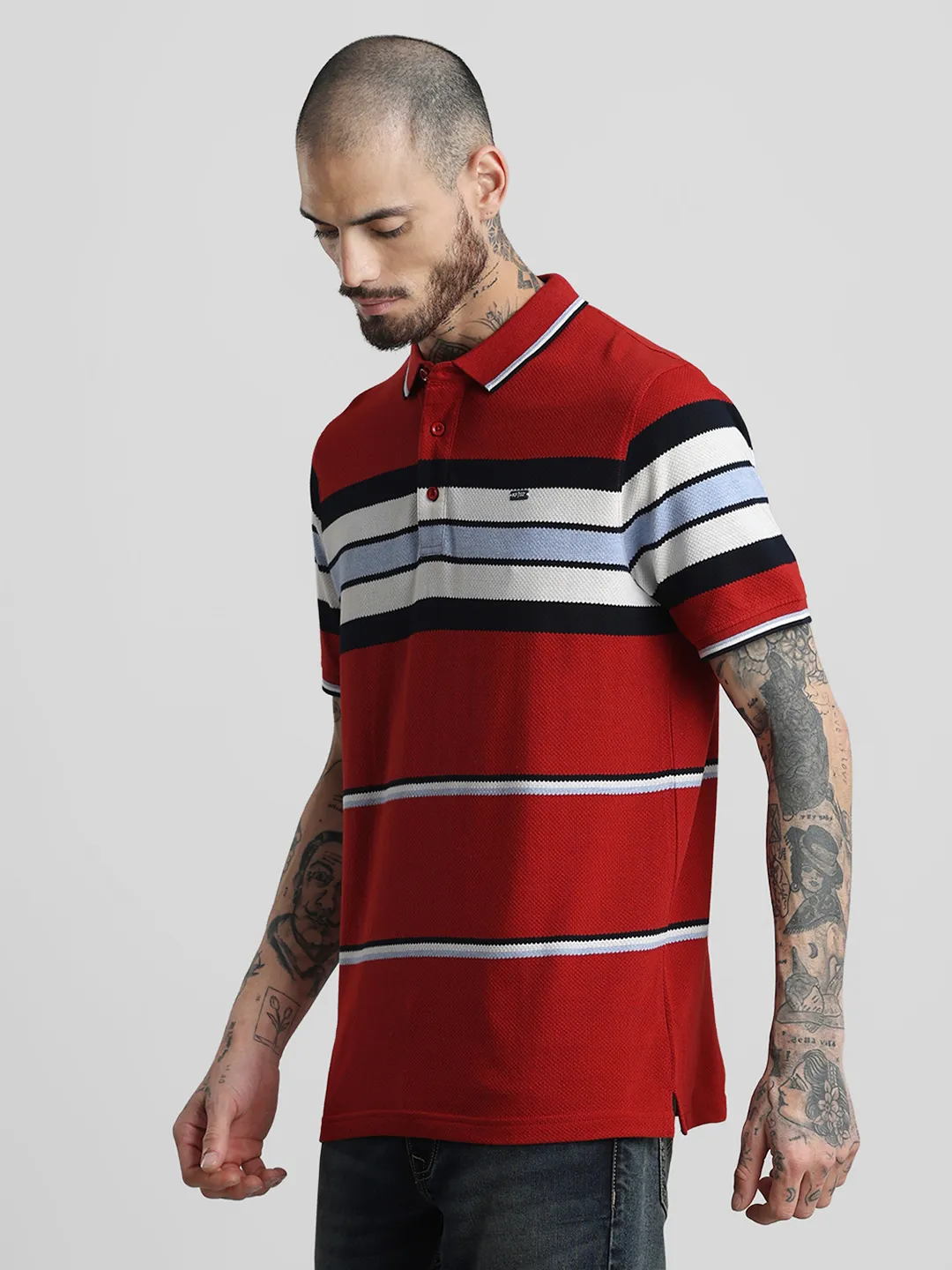 Premium Red Striped Polo T-Shirt - Image 4