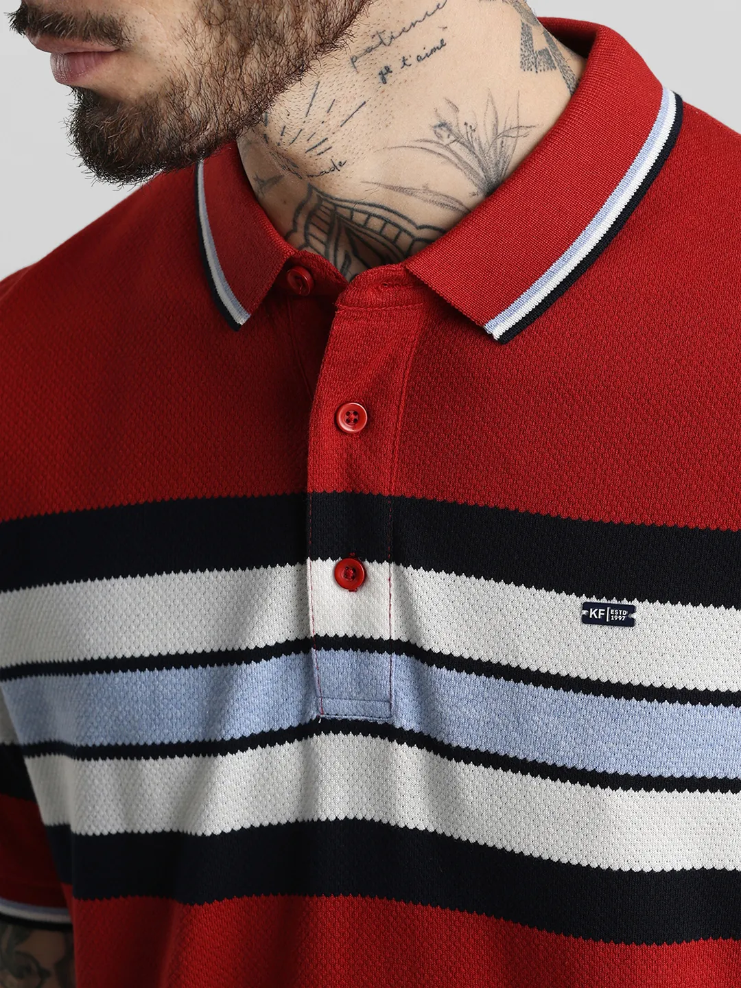 Premium Red Striped Polo T-Shirt - Image 6