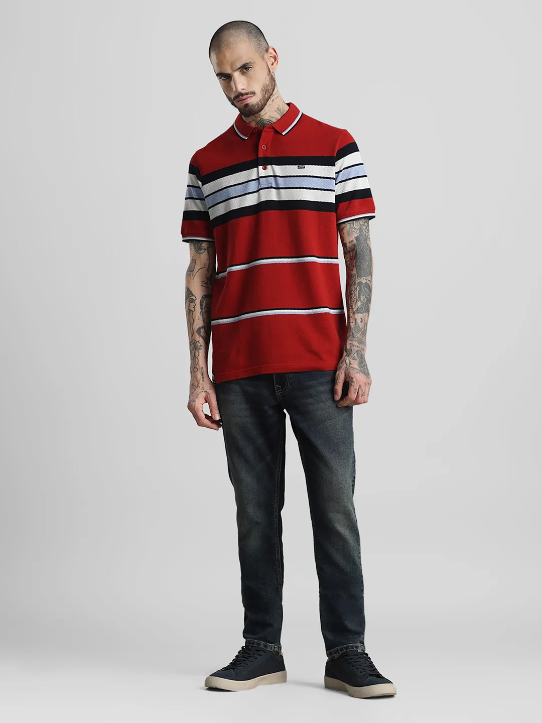 Premium Red Striped Polo T-Shirt - Image 7