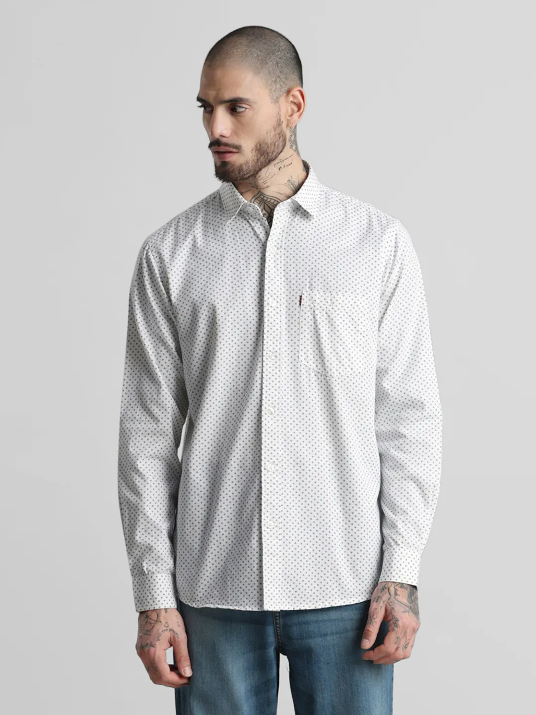 White Pure Cotton Printed Shirt - Image 4