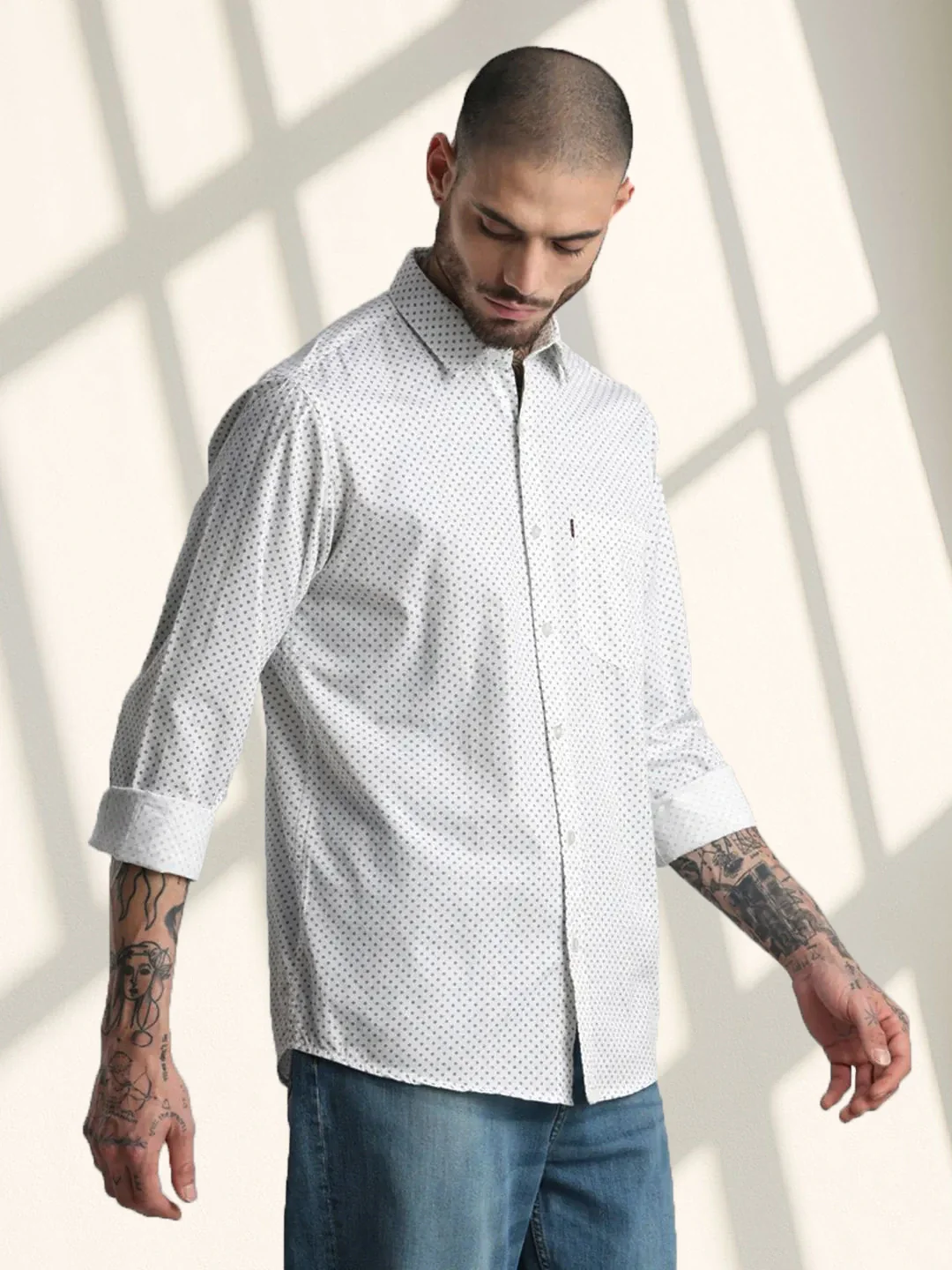 White Pure Cotton Printed Shirt - Image 5