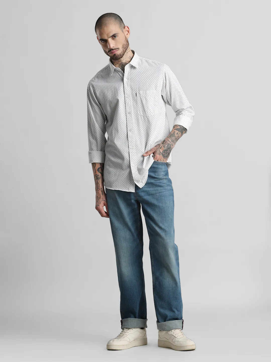 White Pure Cotton Printed Shirt - Image 7