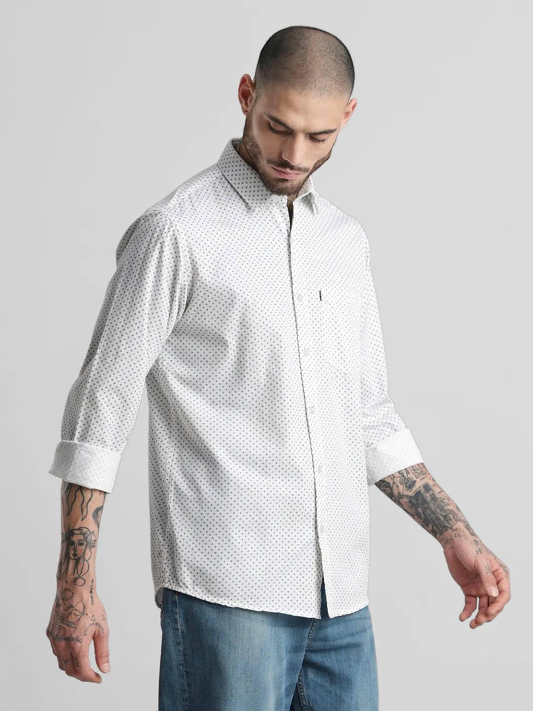 White Pure Cotton Printed Shirt - Image 8