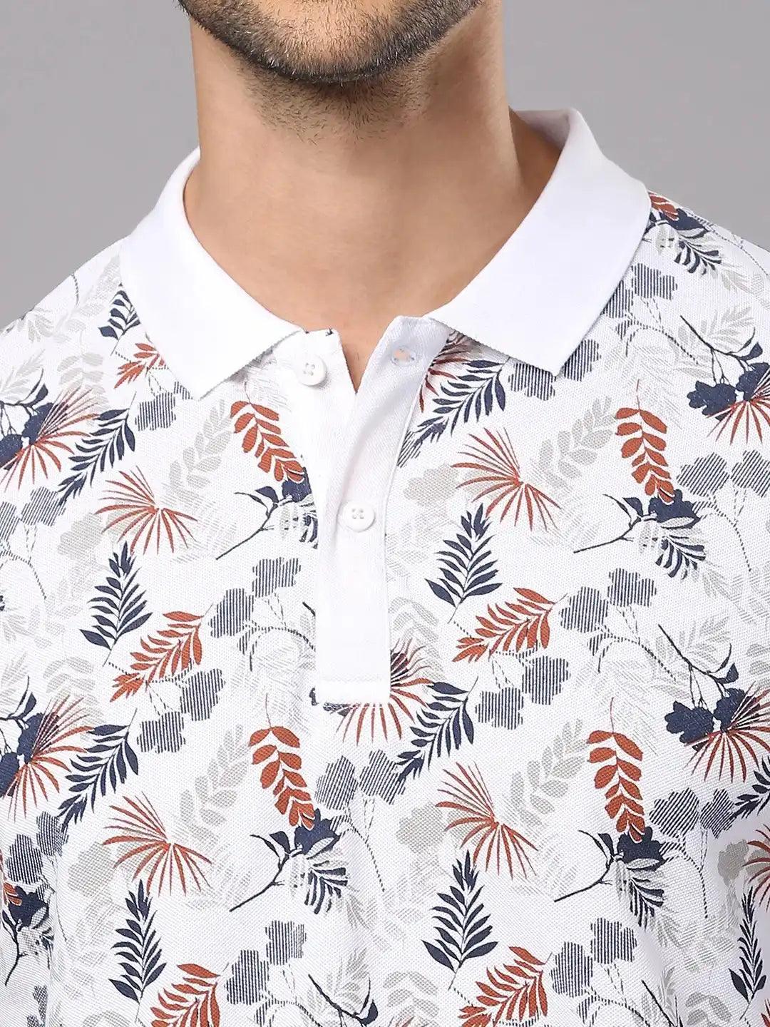 White Printed Polo T-Shirt - Image 2