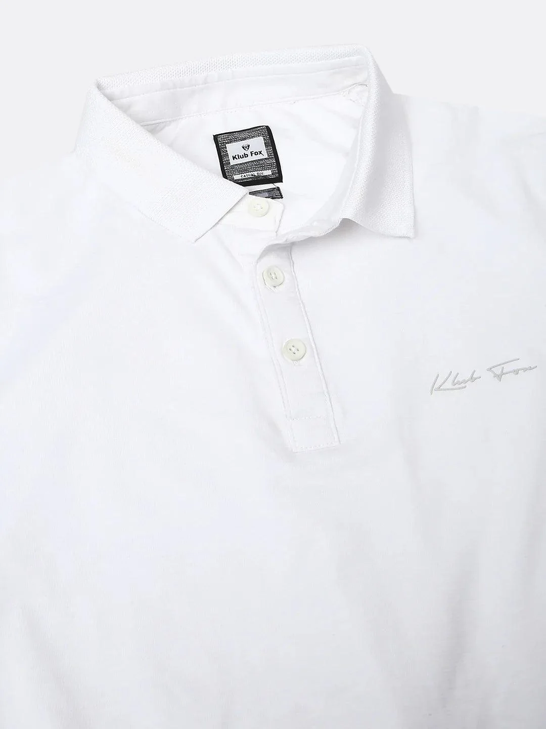 White Solid Polo T-Shirt - Image 2