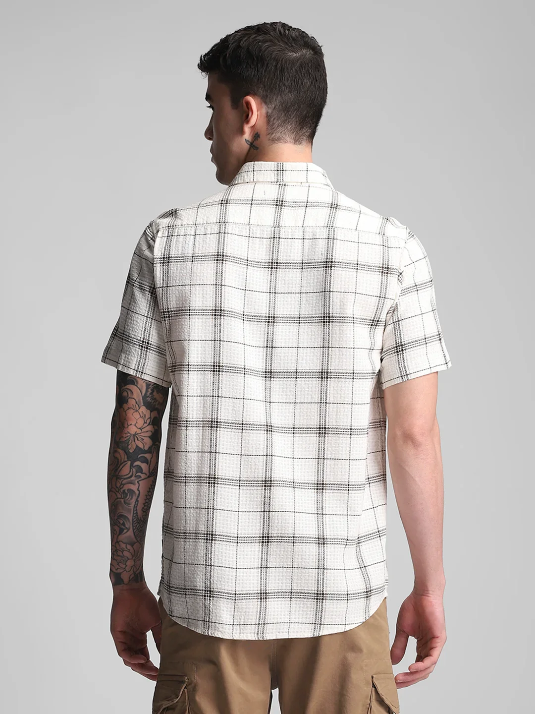 Cream Checkered Shirt - Image 4