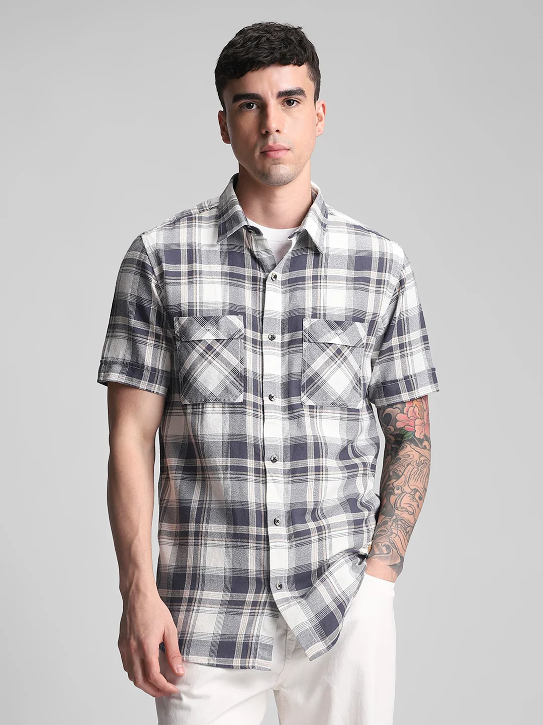 Dark Grey Checks Shirt - Image 5