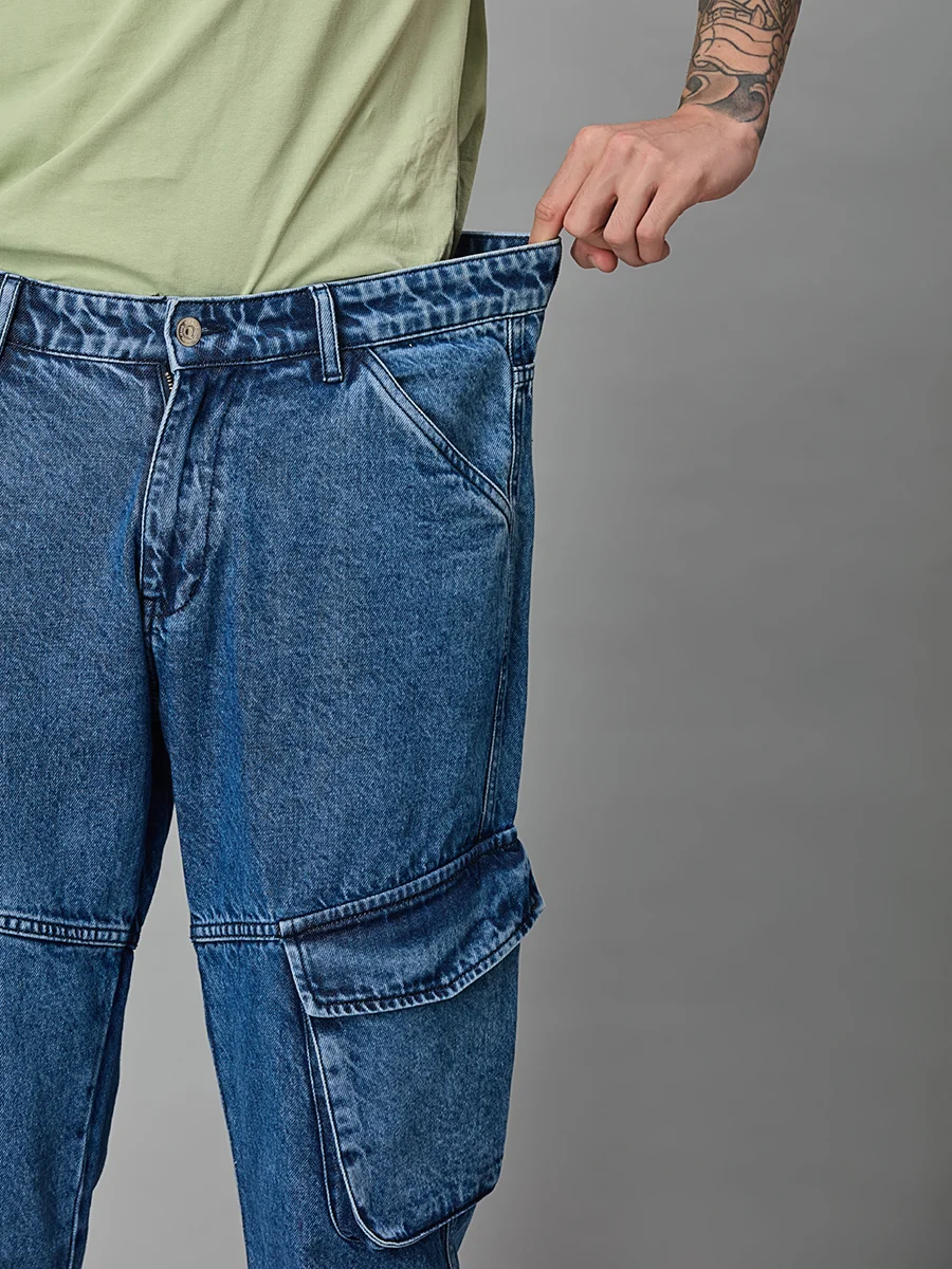 Travel Indigo Blue Denim Cargo - Image 4