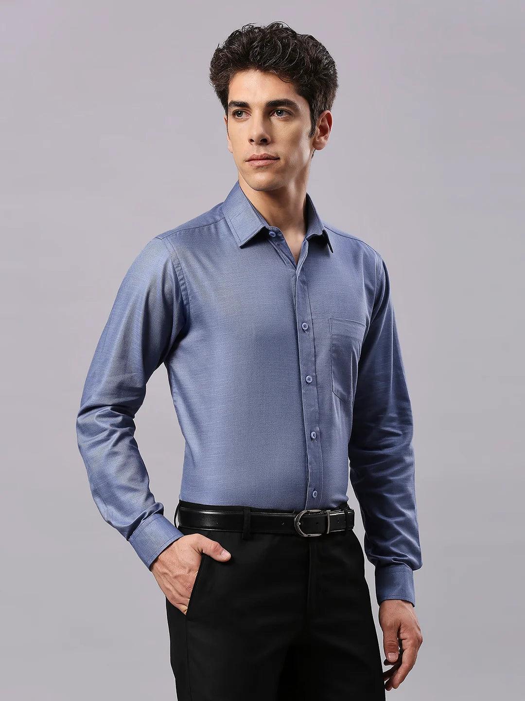 Blue Solid Shirt - Image 3
