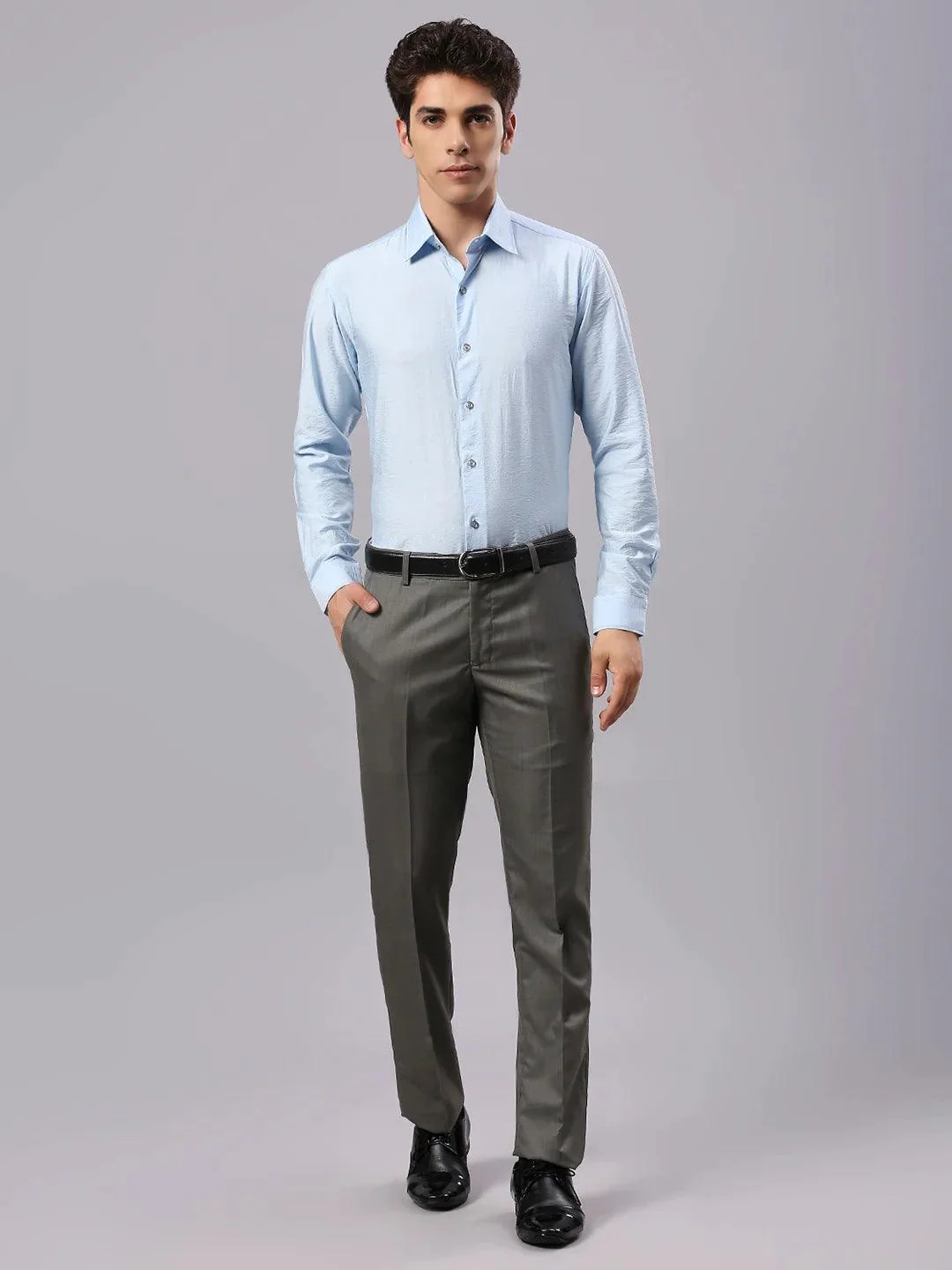 Sky Blue Solid Shirt - Image 6