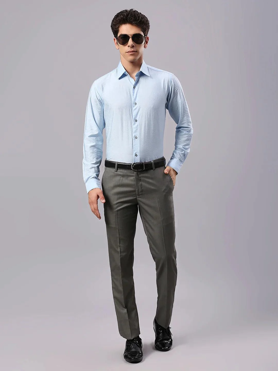 Sky Blue Solid Shirt - Image 7