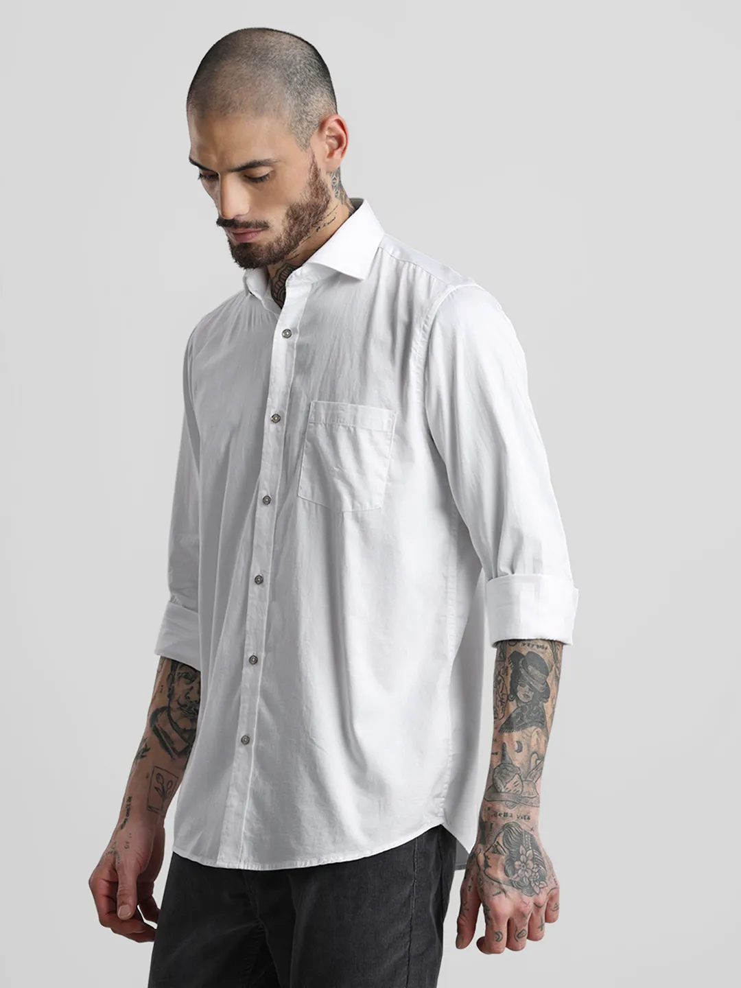 White Solid Shirt - Image 3