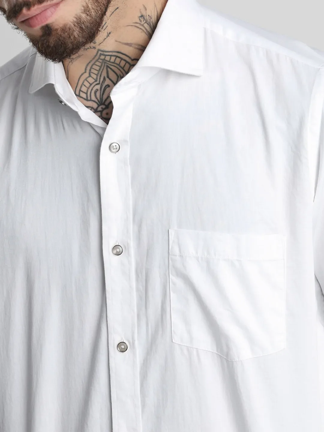 White Solid Shirt - Image 4
