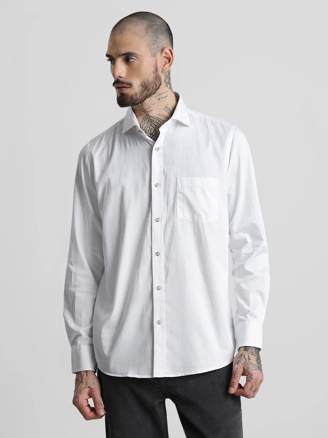 White Solid Shirt - Image 5