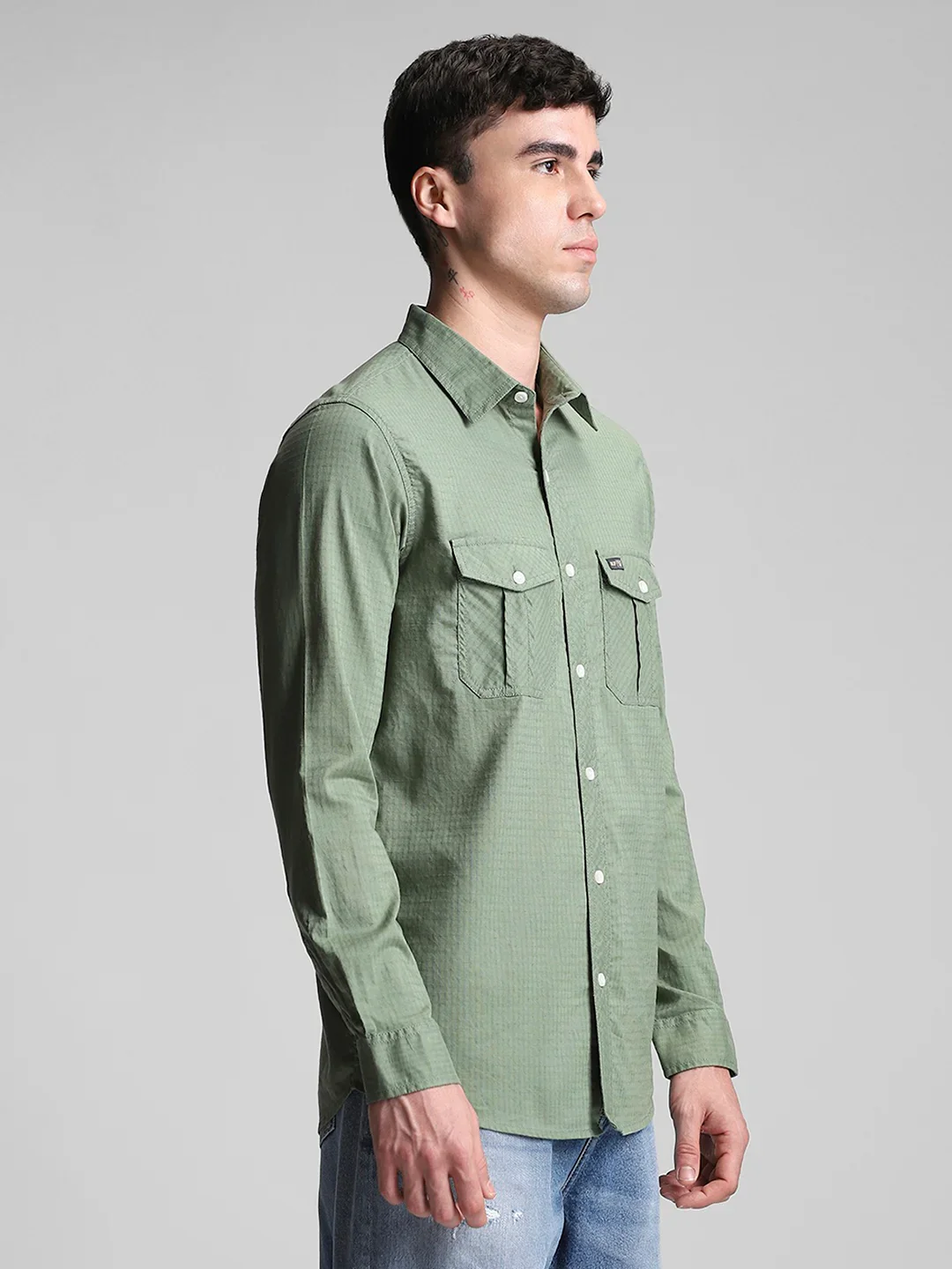 Green Solid Shirt - Image 6