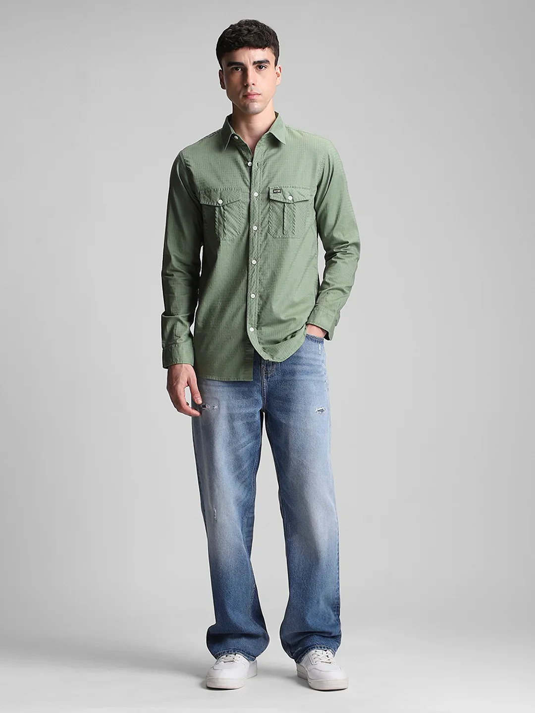 Green Solid Shirt - Image 7