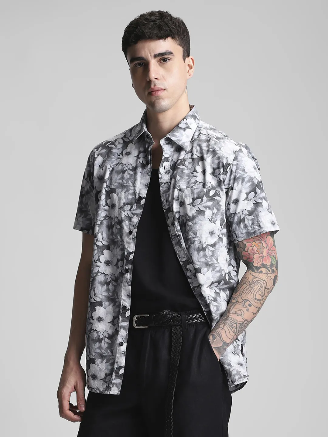 Grey Printed Shirt - Image 4