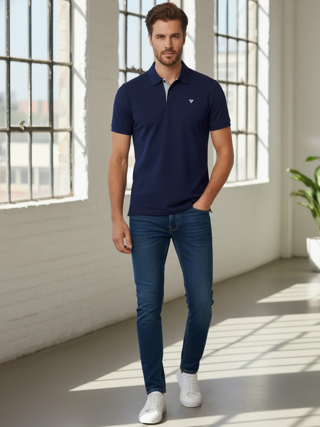 KF Ink Blue Solid Polo T-Shirt - Image 4