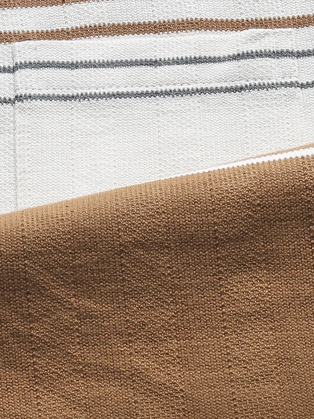 Light Brown Striped Polo T-Shirt - Image 2