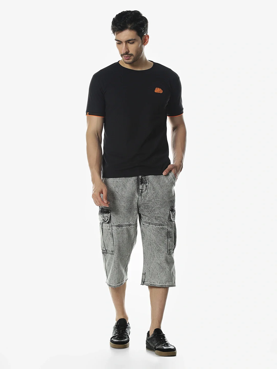 Black Printed Round T-Shirt - Image 6
