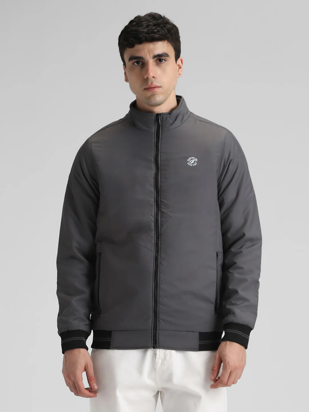 Dark Grey Bomber Jacket - Image 4