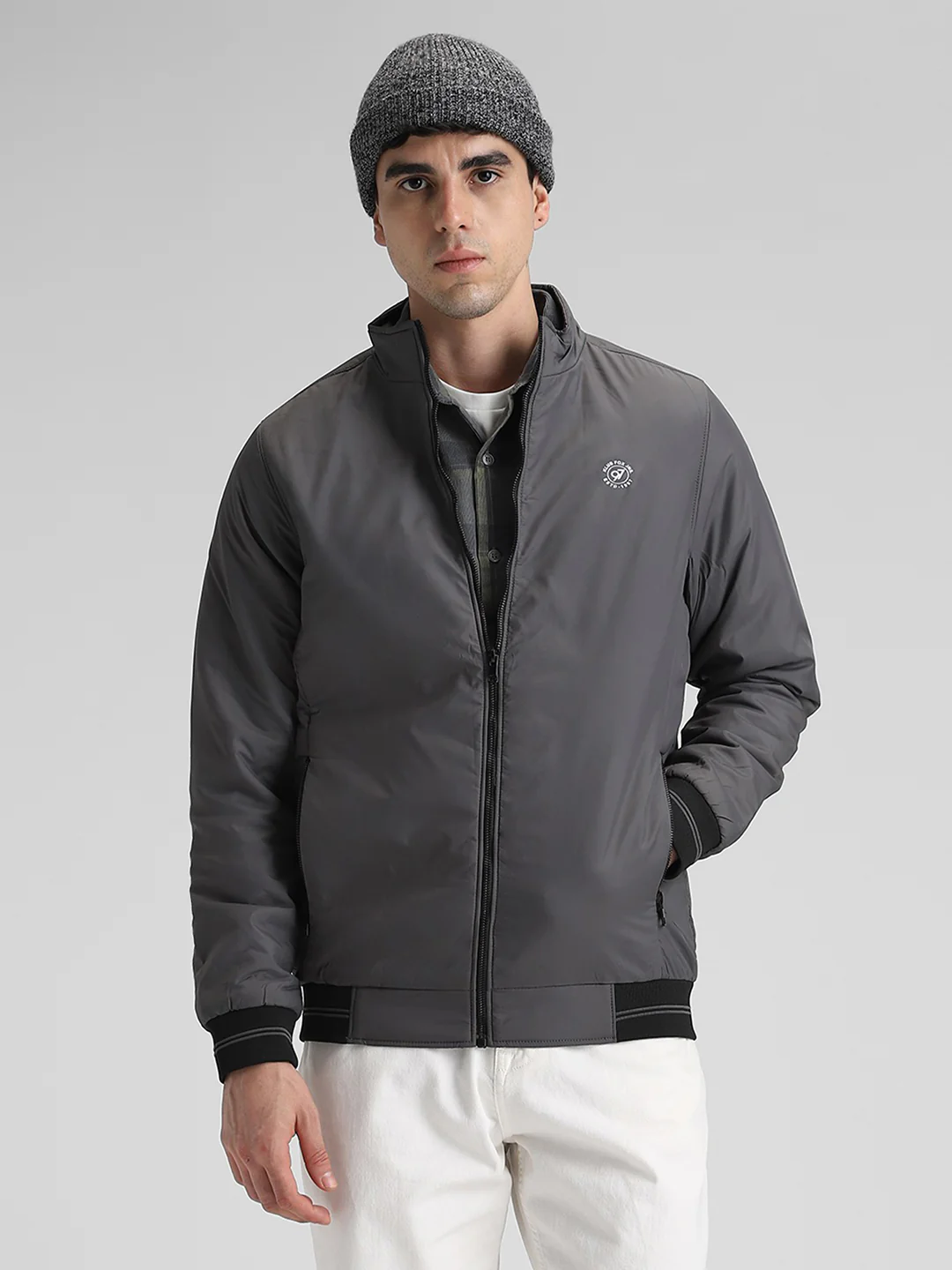 Dark Grey Bomber Jacket - Image 7