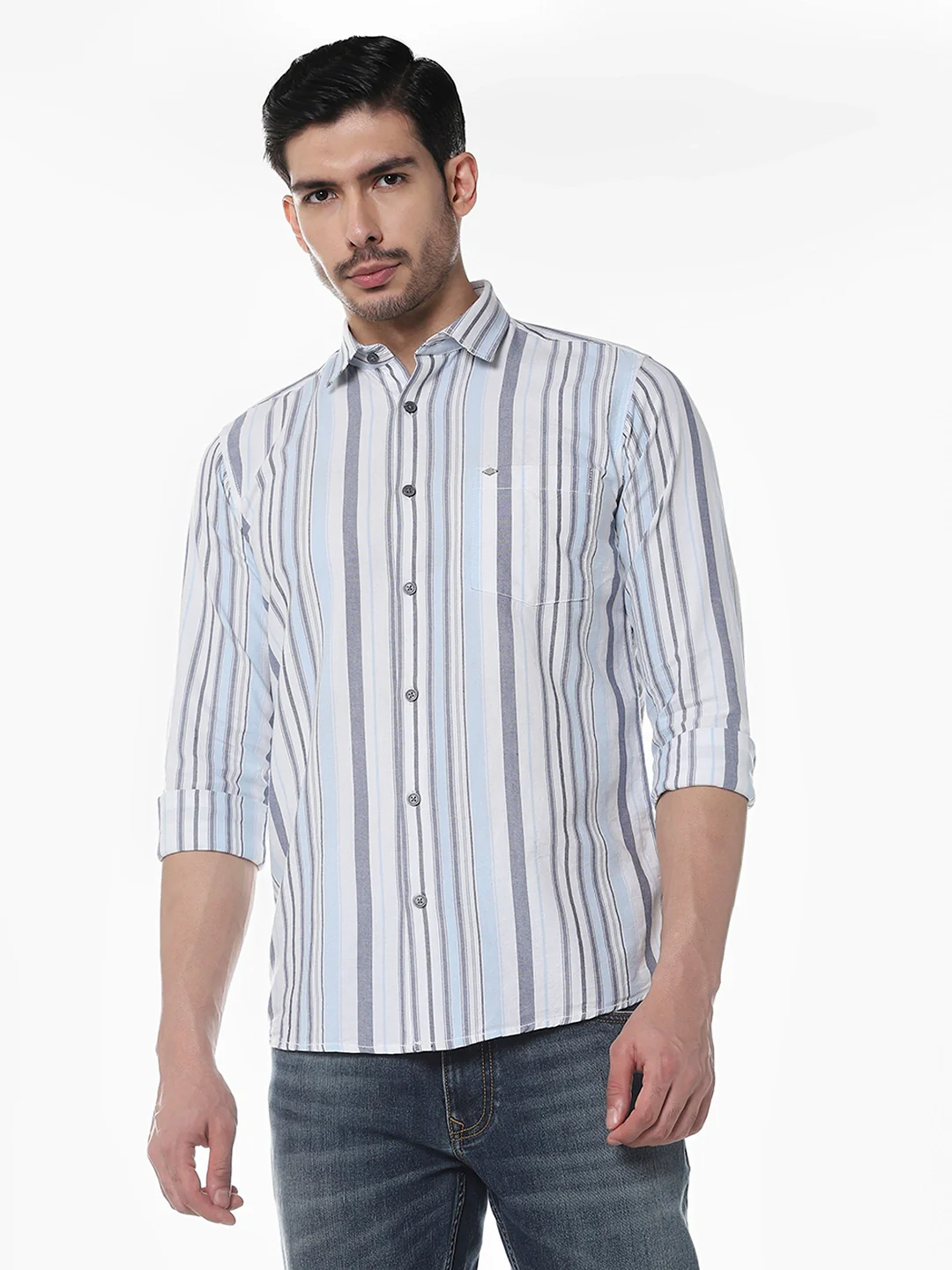 Grey Blue Striped Shirt - Image 3