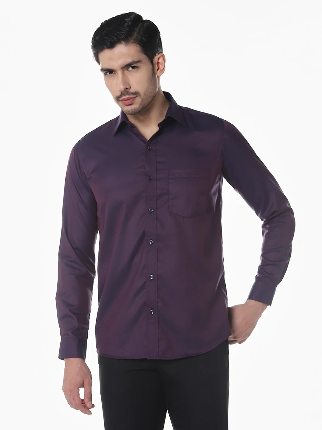 Purple Maroon Dobby Shirt - Image 3