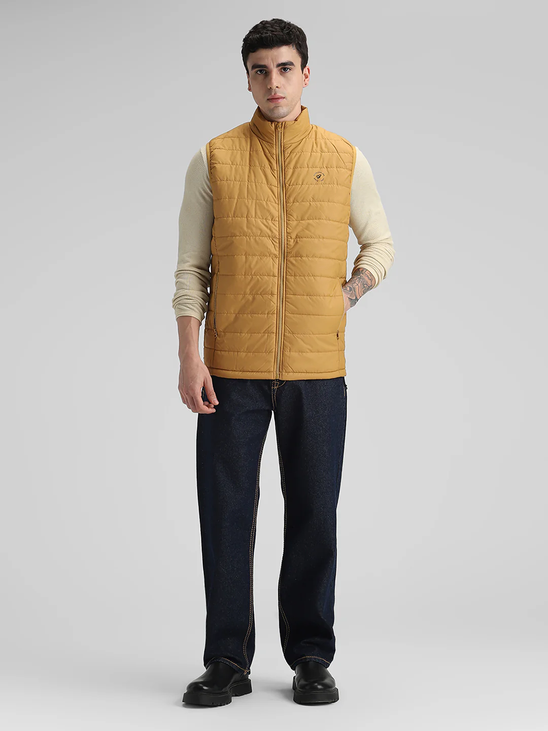 Mustard Sleeveless Puffer Jacket - Image 6