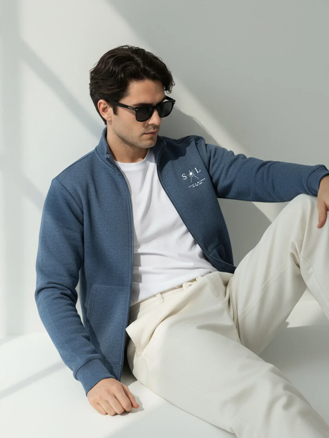 Navy Grindle Solid Sweatshirt