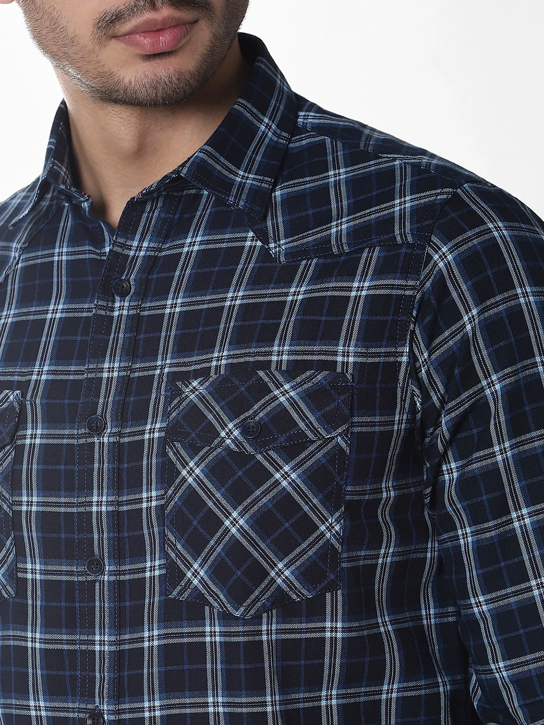 Navy Checkered Shirt - Image 7